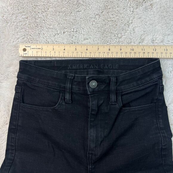 American Eagle Jegging Jeans Womens Size 2 Black Next Level Stretch Highest Rise - Picture 7 of 10